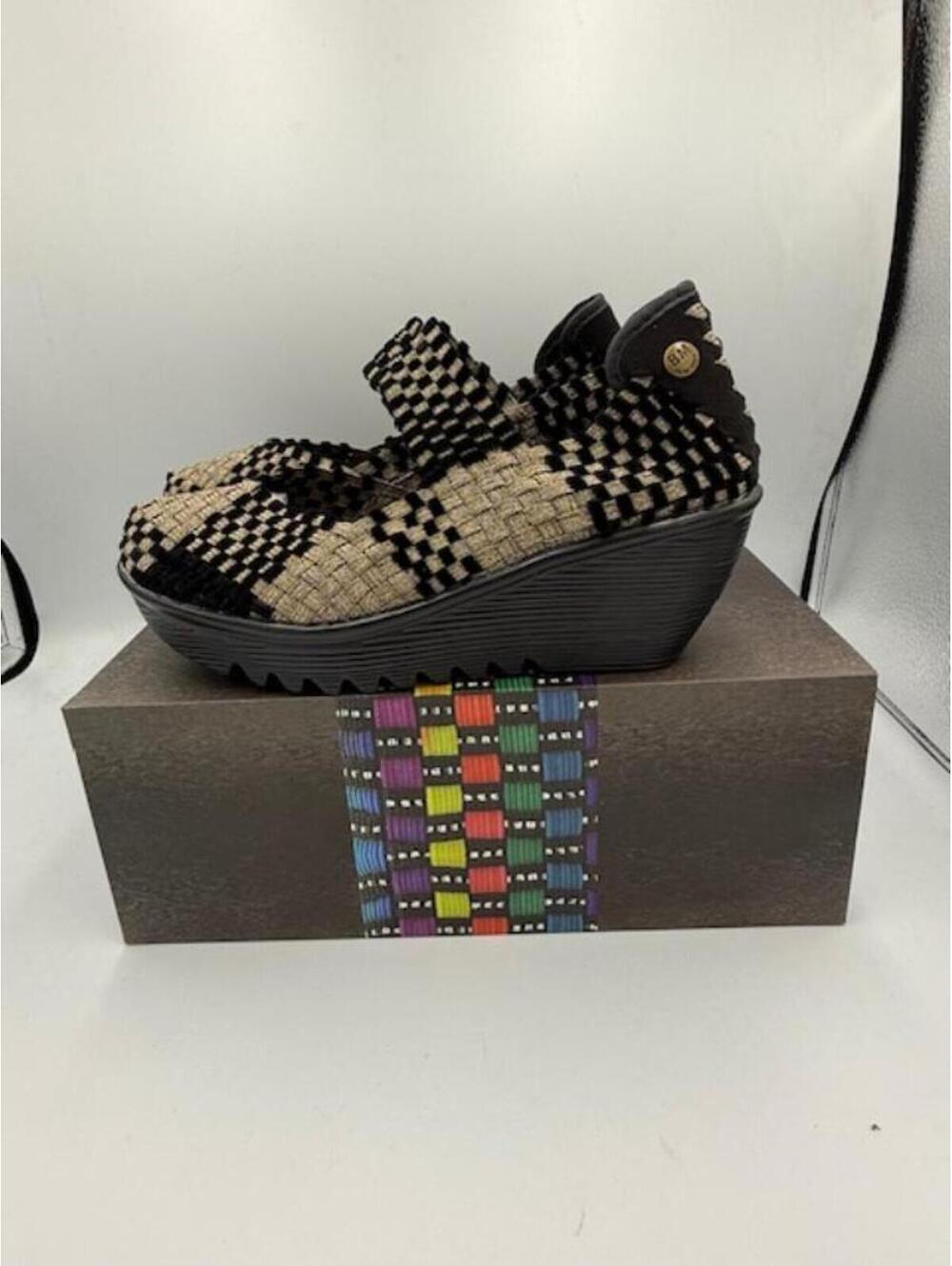 Bernie Mev Lulia Wedge -Bronze/Black - New- Size W38 (7.5/8)